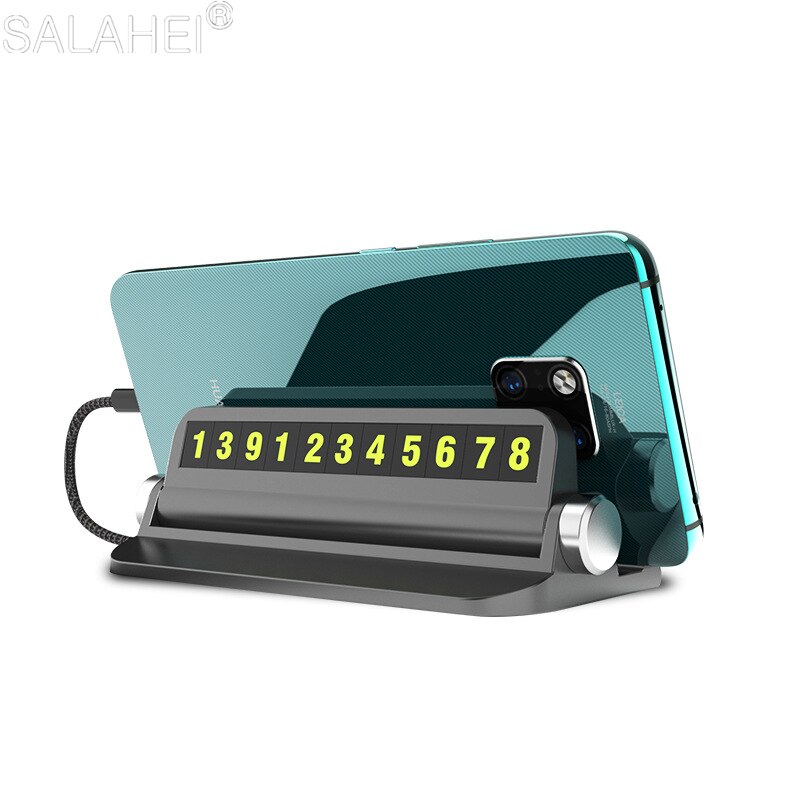 Luminous Rotating Temporary Car Parking Card Car Styling Phone Number Card Hidden Number Plate