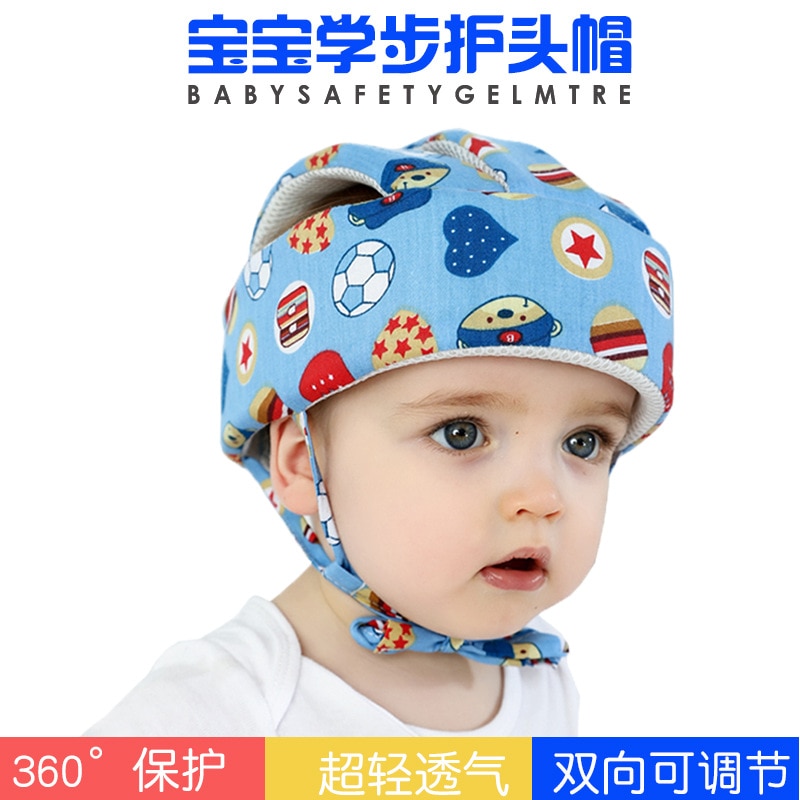 Spædbarn knuste-resistent hovedbeskyttelse hjelm baby hat stødabsorbering åndbar stil småbørnehætte kollisionssikker hætte