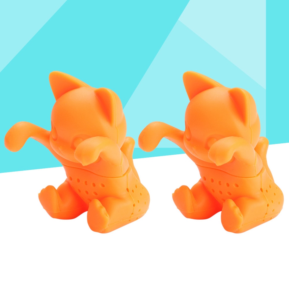 2 stuks schattige siliconen katten thee-infuser, dieren, losse theezeef, filter, diffuser, keukengereedschap, gadgets (oranje): Default Title