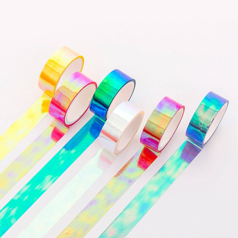 Cinta Washi dorada de 5m, cinta Washi de Color blanco/rosa/amarillo/rosa/azul/púrpura, herramientas de bricolaje Kawaii para álbumes de recortes, cinta adhesiva para diario hecha a mano