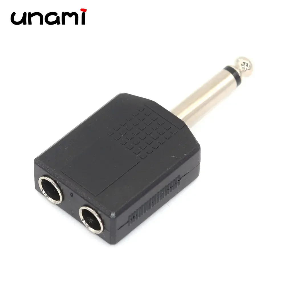 Adaptador de Audio con conector Mono de 1/4 pulgadas, conector divisor de micrófono para auriculares Mono hembra de 1/4 "y 6,35mm macho a doble 6,35 Mm