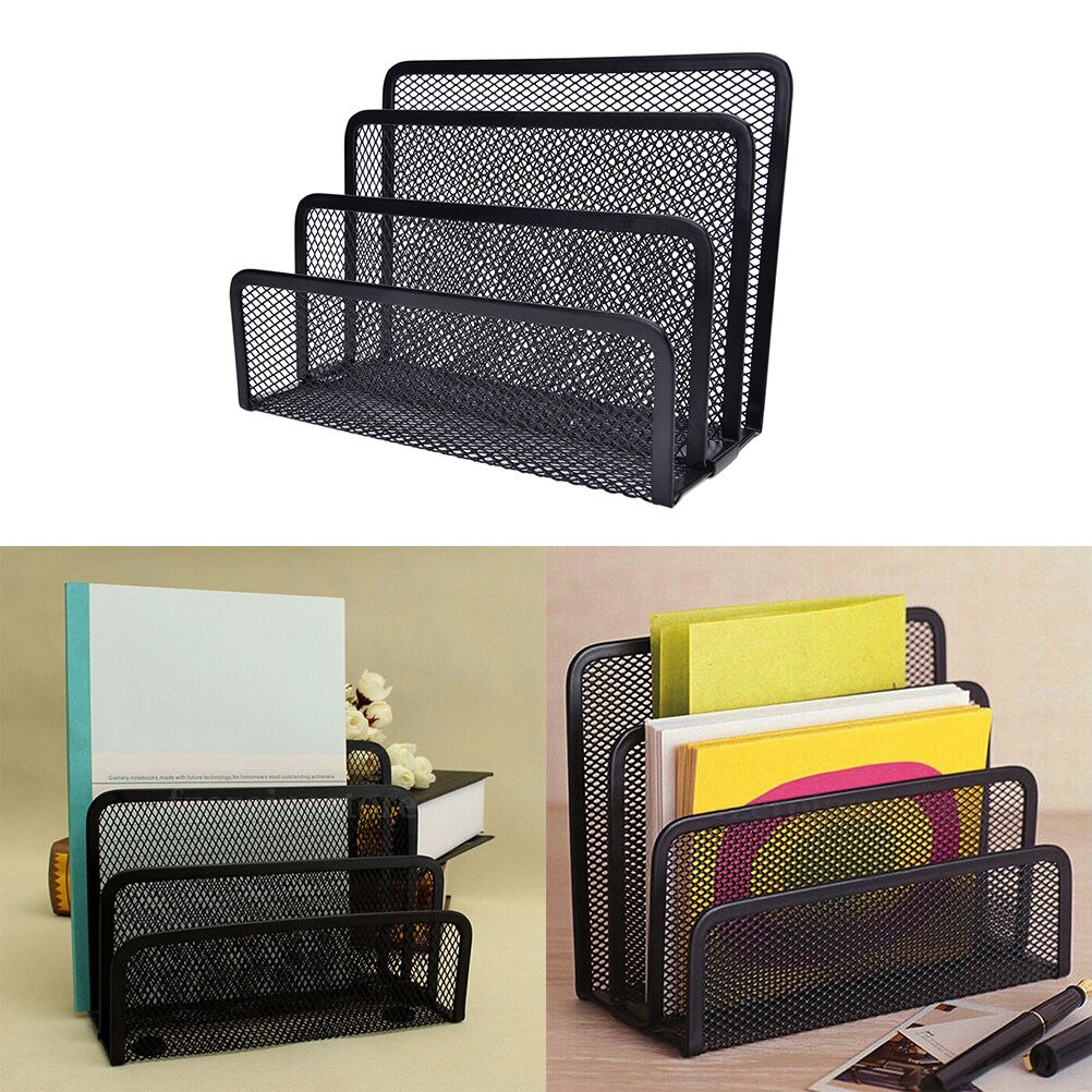 Mesh sort bogstøtte bog metal bogstøtter boghylder skrivebord arrangør kontorhylder skolepapir til børn