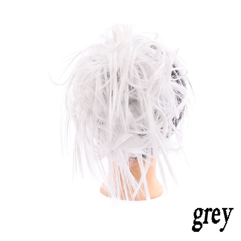 Xuanguang syntetisk rörig chignon munk gary brun färg hår bulle pad elastisk hår rep gummiband hårförlängningar: Grå