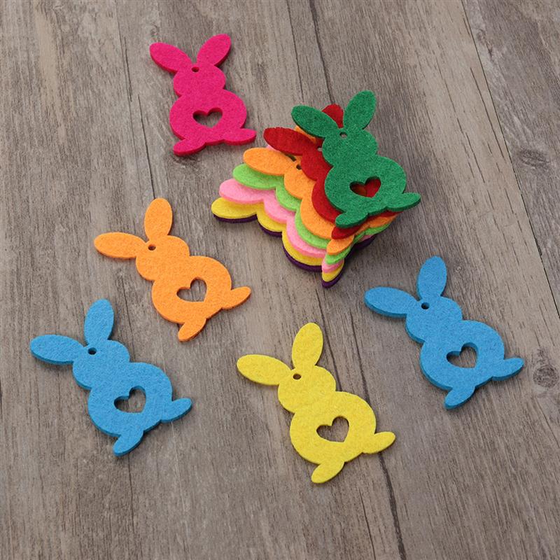 Décor de lapin de pâques non tissé 10 pièces, mignon et pour sac vêtements (couleur mixte)