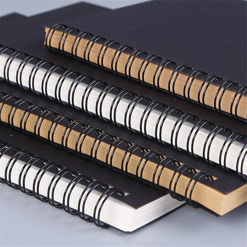 Kraft Paper Double Coil Ring Spiral Notebook A5 Sketchbook Diary For Drawing Painting Blank Paper Sketch Book School Supplies