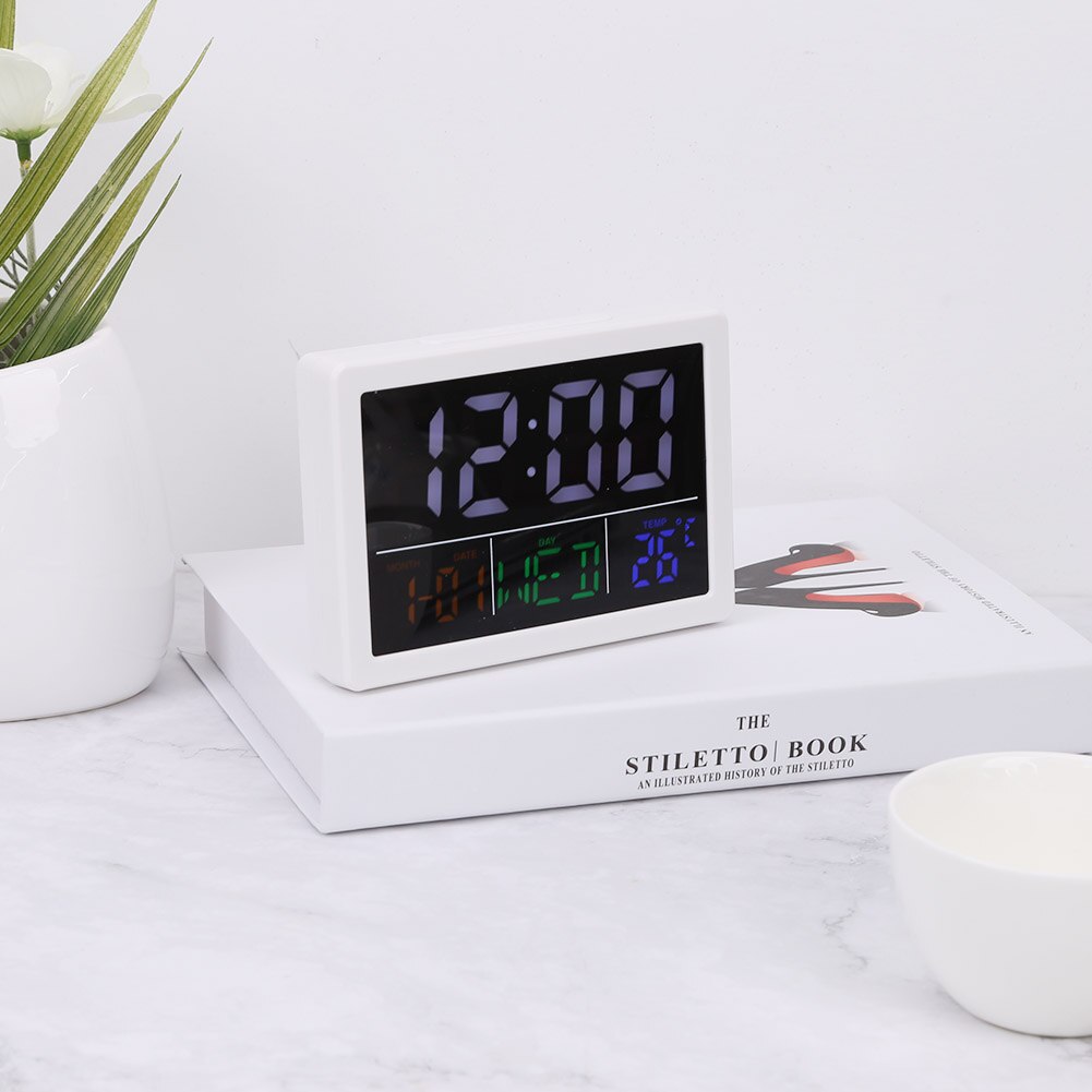 Electronic Alarm Clock Digital Screen Display Thermometer Hygrometer Date Weather Station Clock 13.5x9.5x2.2cm