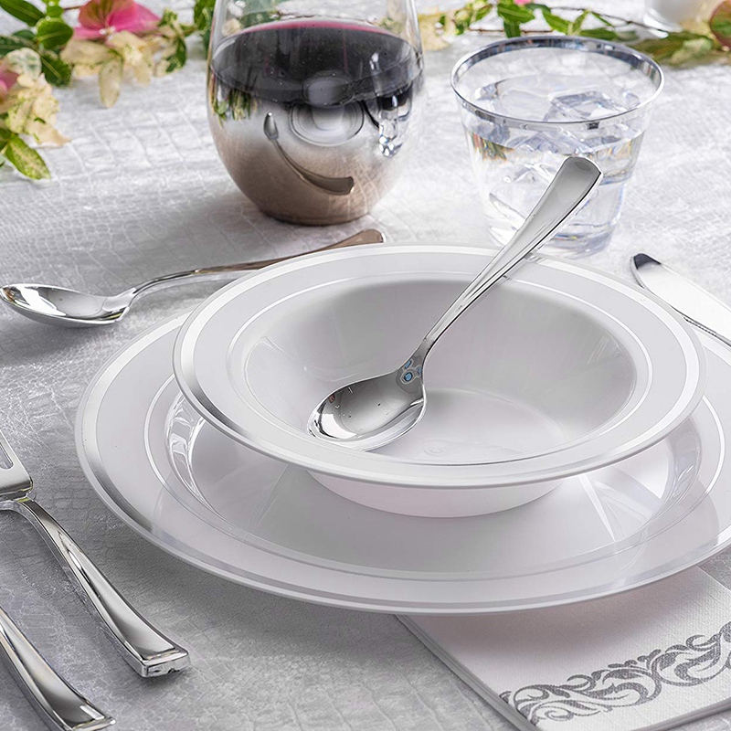 Linnedserviet med sølvblomstret vinmønster til dekorative servietter velegnet til køkken, badeværelse, bryllup eller begivenhed