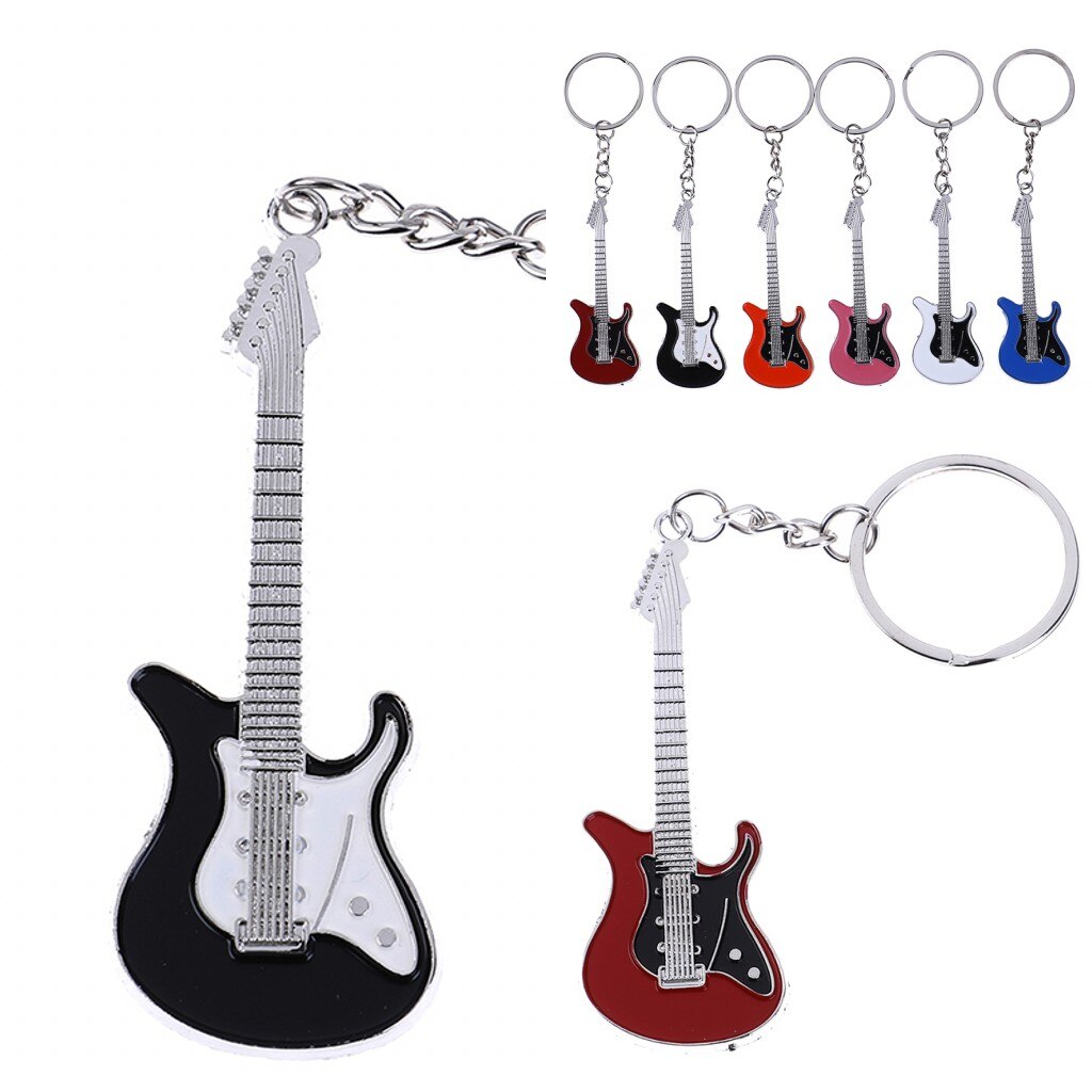 1Pcs Guitar Key Chain Set Metal Electric Guitar Mini Keychain Key Chain Key Ring