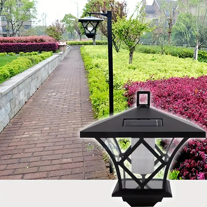 Udendørs solcelledrevne gadelamper , 1 led solcelledrevne havelamper, automatisk lyssensor, plastmaterialer, installationshardware inkluderet, halvplansmontering, kontaktstyring, til gårdsplads, pool, gårdsplads, bilbane