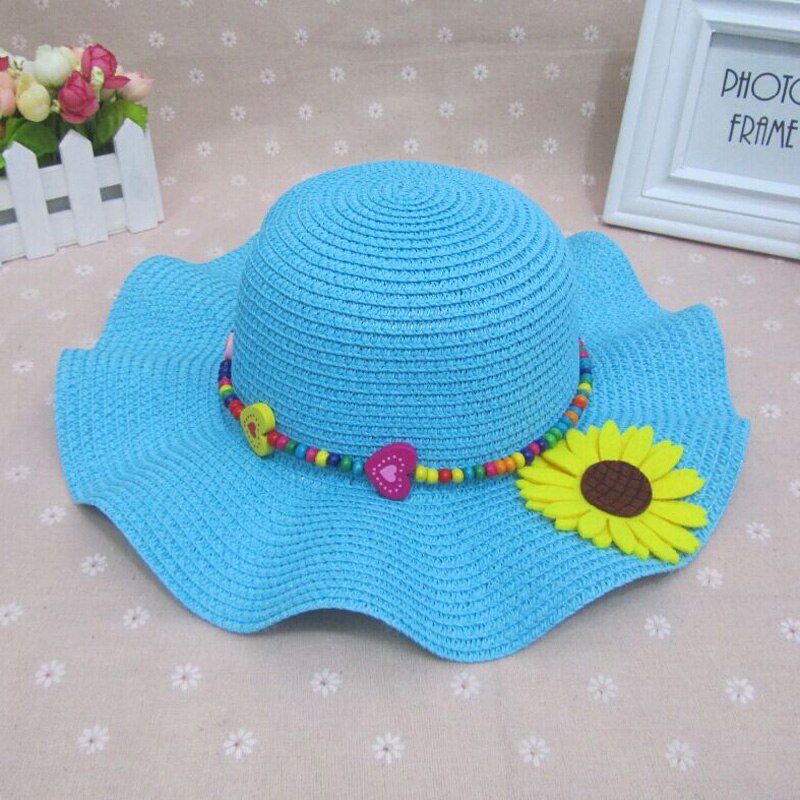 1 Uds Falbala de sombreros de sol para niños Primavera Verano playa sombrero de paja 52 cm circunferencia de la cabeza de 6138