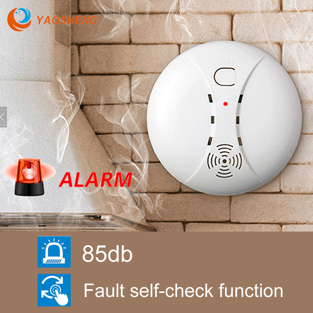 High Quatity 433MHZ Wireless Fire Alarm Sensor Fire Protection Smoke Detector for Indoor Kitchen Home Alarm Security System