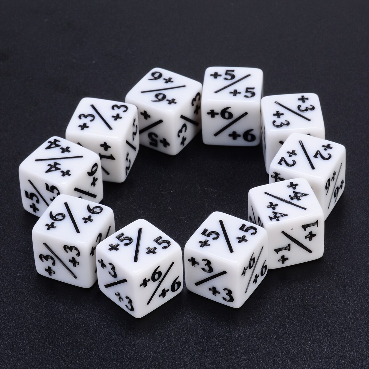 Compteur de dés blancs + 1/+ 1 pour collecte de magie, Table de jeu, fête scolaire, Bar, MTG RPG, jeux de famille amusants en plein air, 10 pièces