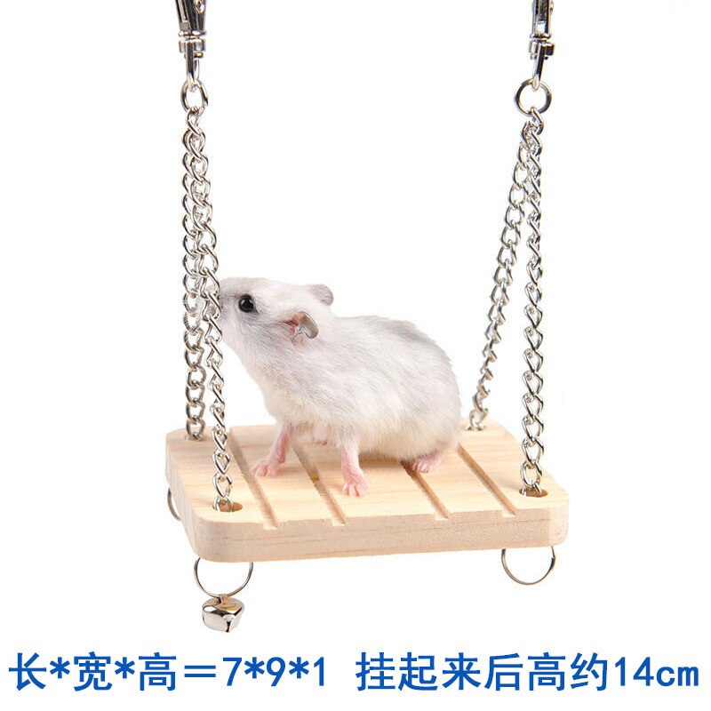 Little Hamster Rainbow Ladder Wooden Toys Parrot Hanging Bell Swing Hammock Gold Bear Nest Small House Villa: Hamster Bell Swing