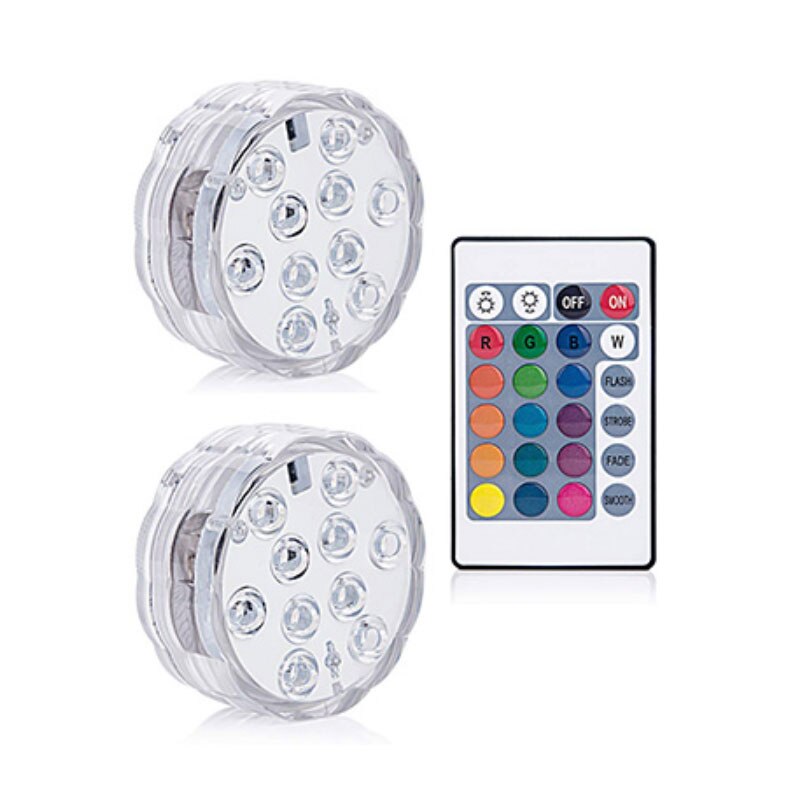 4/6/10 stk led undervandslys rgb dyklampe fjernbetjening udendørs  ip68 vandtætte havepool festlampe levende lys: 2 lampe 1 controller