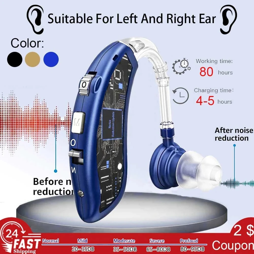 best Hearing Aids Rechargeable Hearing Aid For Elderly Deafness Mini Digital Sound Amplifier Severe Hearing Loss Ear Aid: Transparent