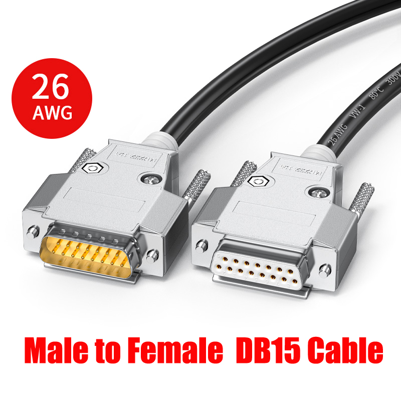 26AWG DB15 Double Shielded RS232 D-SUB Cable Metal 15 Pin Gold Plated Connector Male To Male To Female To Male 0.5m-10m Long: Red / 1.5m