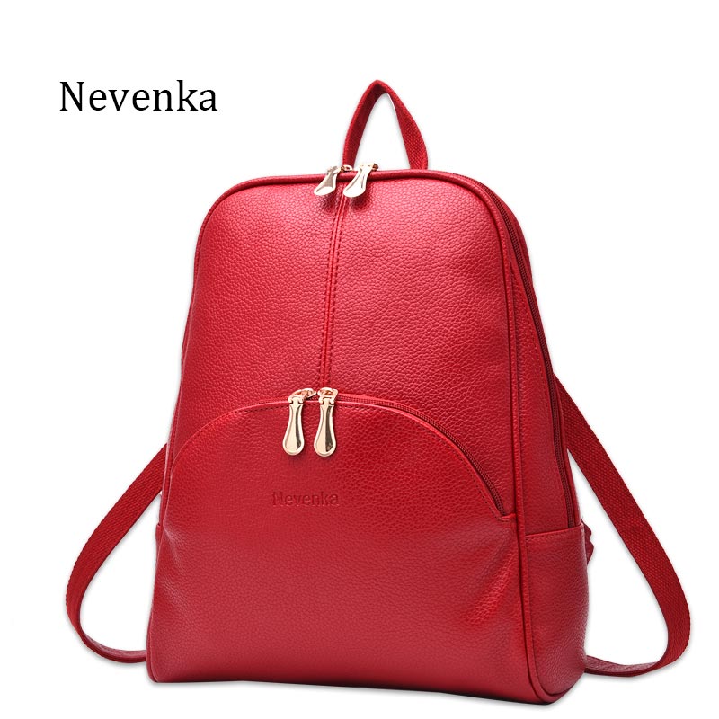 Nevenka kvinder rygsæk læder rygsække softback tasker mærke taske preppy stil taske afslappet rygsække teenagere rygsæk sac: Rød