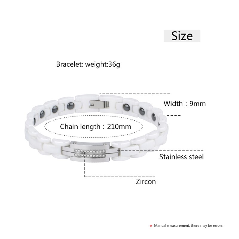 White Healthy Ceramic Rings for Women With Healthy Magnetic Bracelet for Women Power Therapy Magnets Jewelry