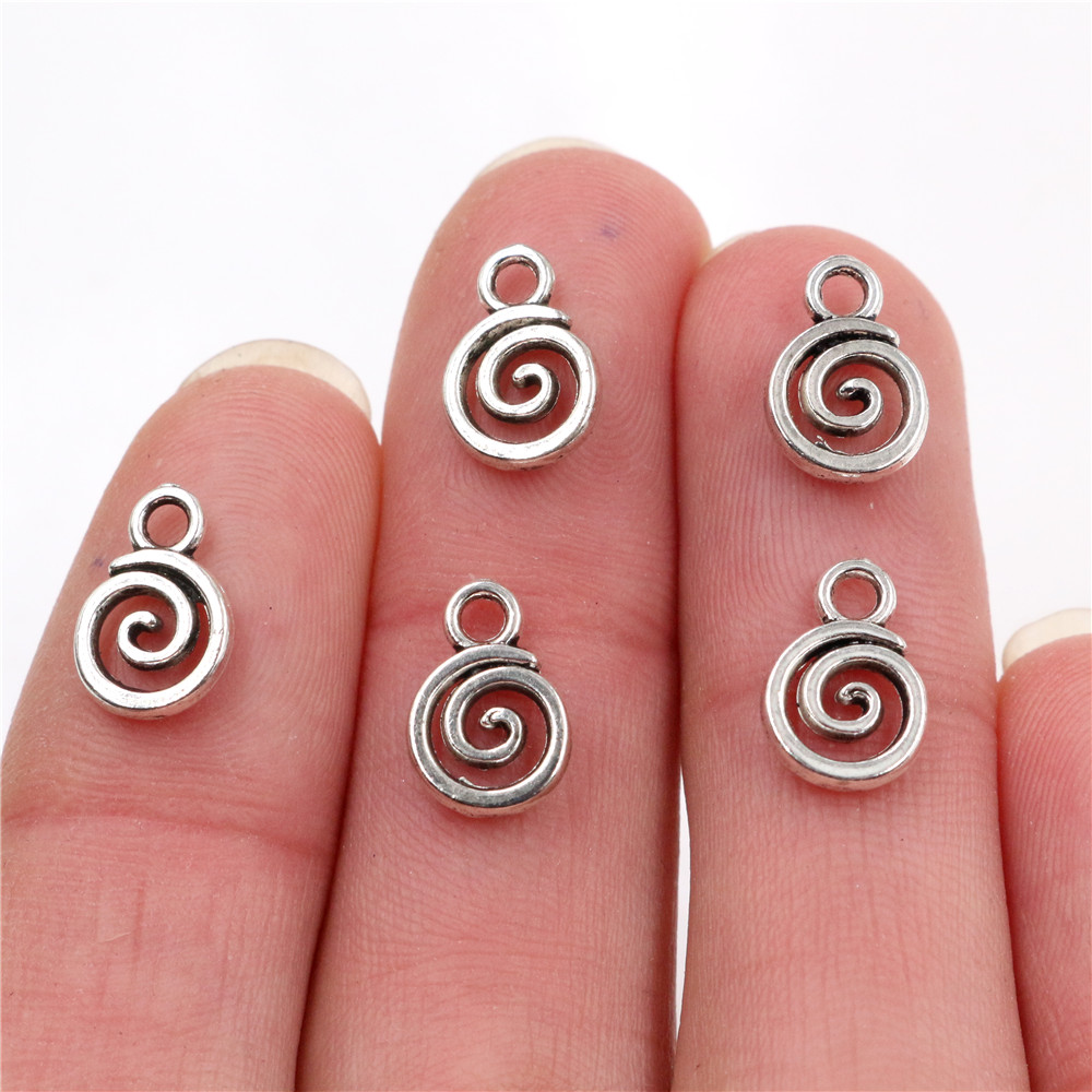 11x8mm 30 stücke Antike Silber Überzogene KC Gold Farben Rhodium Strudel Handgemachte Charme Anhänger: DIY für Armbinde halskette