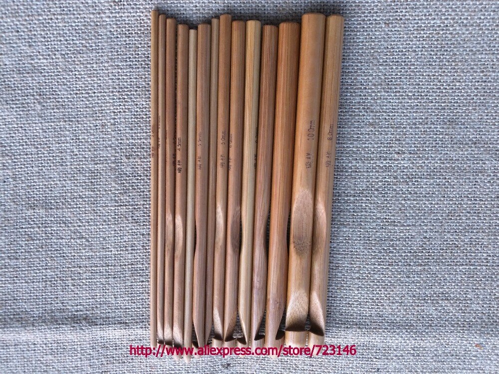 12PCS SIZE DIY Sweater knitting Circular Bamboo Handle Crochet Hooks Smooth Weave Craft Needle 3MM5MM 6MM 7MM 8MM 10MM
