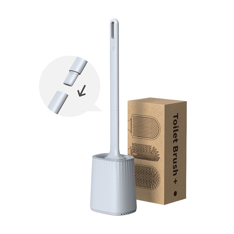 Wc Borstel Afneembare Badkamer Sets Lange Handvat Siliconen Borstel Met Houder Cleaning Kit Wandcloset Badkamer Accessoires: Gray