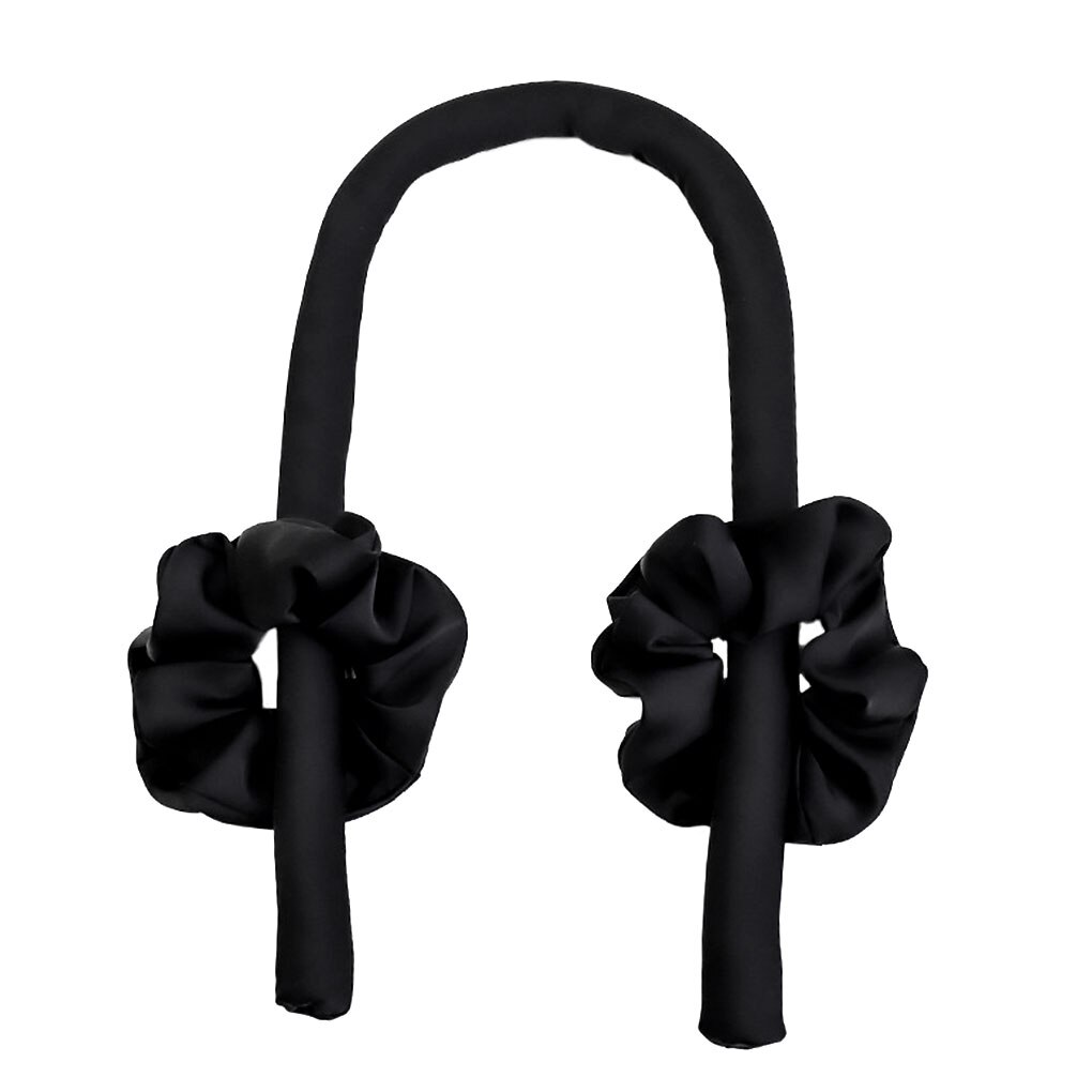 Heatless Curling Rod Headband No Heat Curls Ribbon Hair Rollers Sleeping Soft Headband Foam Hair Curlers DIY Hair Styling Tools: C-Black