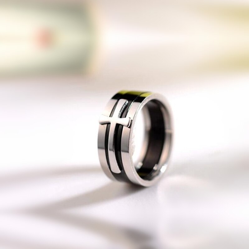 316l roestvrijstalen ringen casual party ring 8mm driedelige kruisring voor mannen