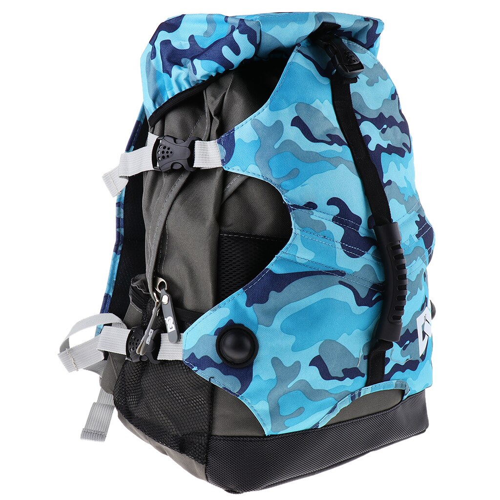 Mochila para patines en línea patines zapatos de patinaje botas bolsa de transporte patines de hielo de almacenamiento mochila para patines: Blue