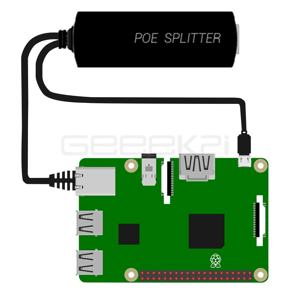 Divisor de POE Gigabit Micro USB tipo C, enchufe de alimentación sobre Ethernet IEEE 802.3af, extensión de interruptor PoE para Raspberry Pi NanoPi