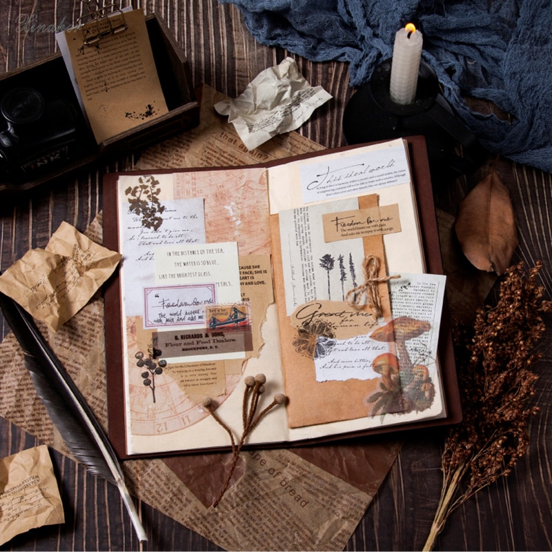 Englisch bücher Kraft Papier Beschreibbar Hinweis Papier DIY Kreative Müll Tagebuch Planer Handwerk Papier Scrapbooking Dekorative Handwerk Album