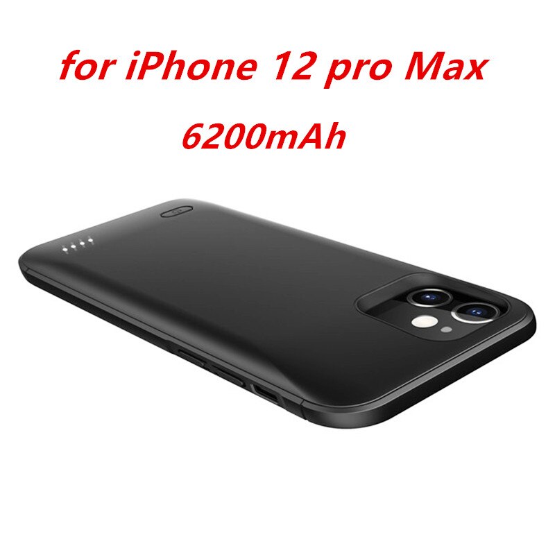 Draagbare Powerbank Case Voor Iphone 12 12 Pro 12 Pro Max Batterij Oplader Case Exteranl Telefoon Batterij Cover Voor Iphone 12 Mini 12: 6200 for i12 pro max