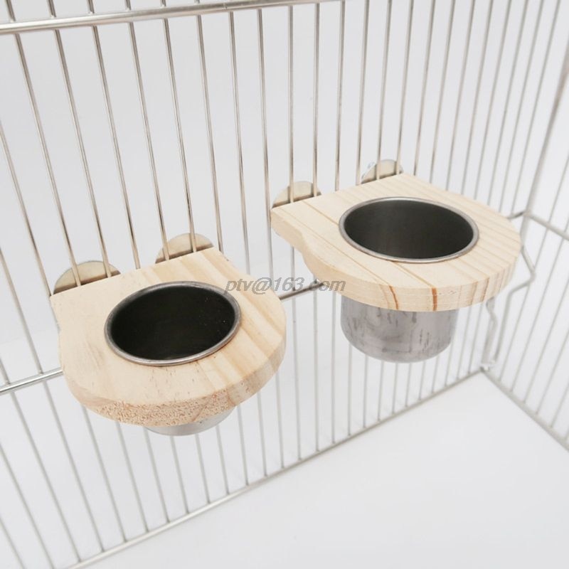 Vogel Voeden Bekers Met Klem Papegaai Kooi Opknoping Voedsel Waterbak Rvs Coop Cup Feeding Dish Feeder