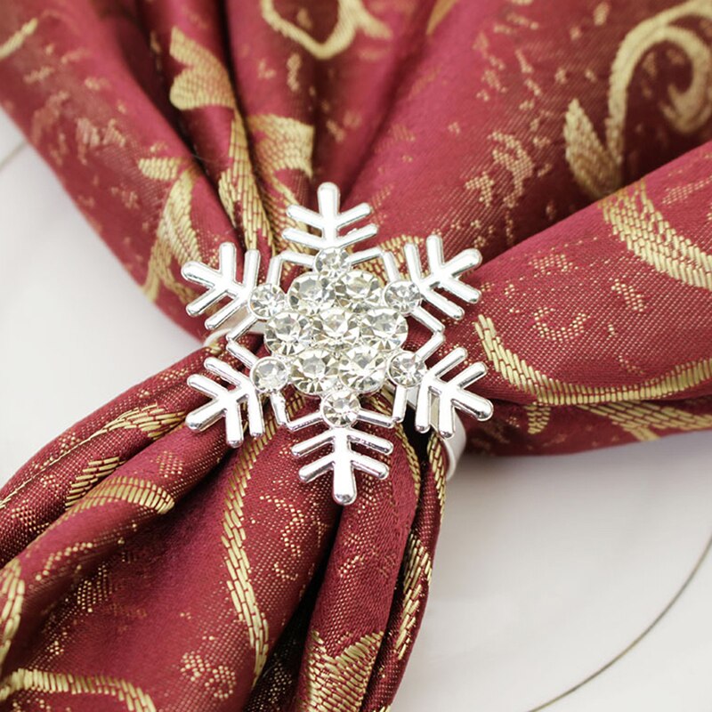 Kerst Sneeuwvlok Vormige Servetringen Eettafel Instelling Sneeuwvlok Kerst Servet Knop Servet Ring