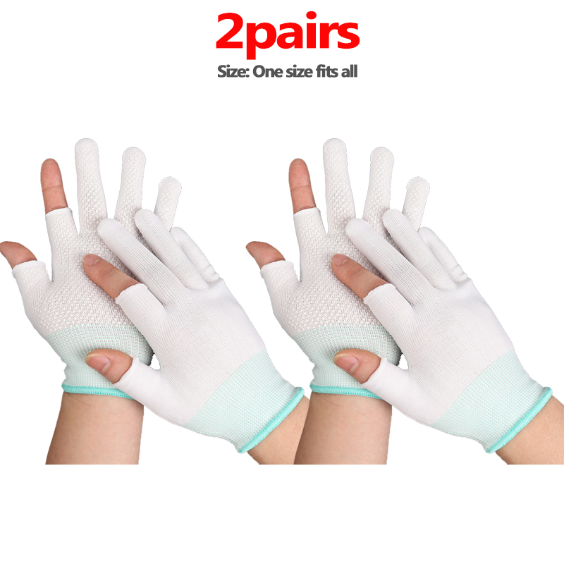 Guantes sin dedos, manoplas de trabajo de nailon antideslizantes para pantalla deslizante, guantes deportivos para conducir en bicicleta al aire libre, hombres y mujeres, blanco y negro: Verde militar