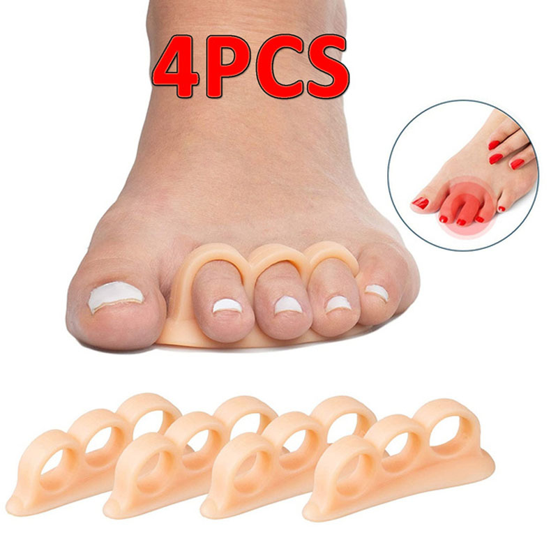 2Pair=4Pcs Gel Toe Separators, Toe Straightener for Men Women, Bunions, Hammer Toe, Overlapping Toe, Claw Toes, Reduce Foot Pain