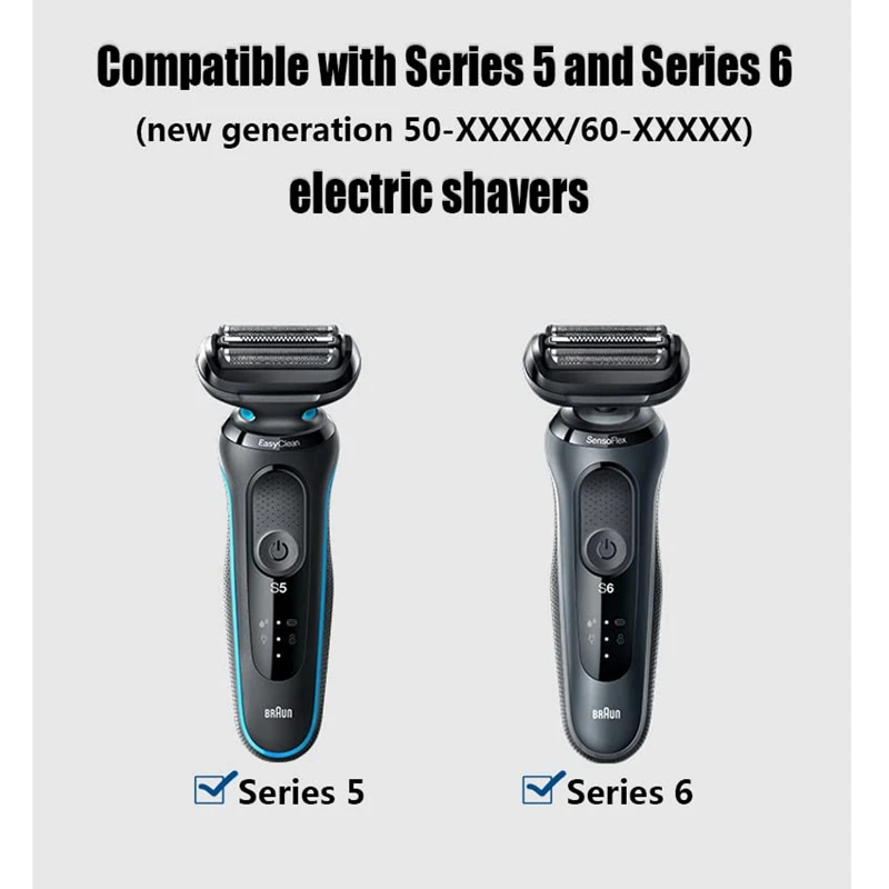 53B vervangende kop compatibel met Braun Series 5/6 elektrisch scheerapparaat scheerapparaat 5018s, 5020s, 5031s, 5050cs, 6020s, 6072cc