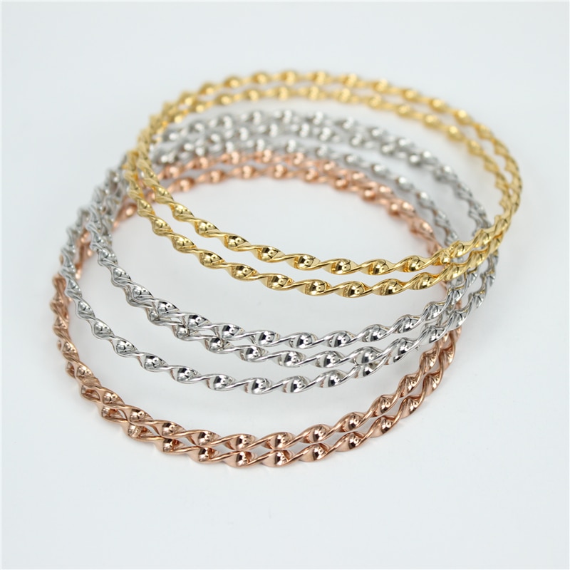 7 teile/satz Klassische dreifarbig einfache armbänder &Ampere; Armreifen edelstahl schmuck für frauen LH58