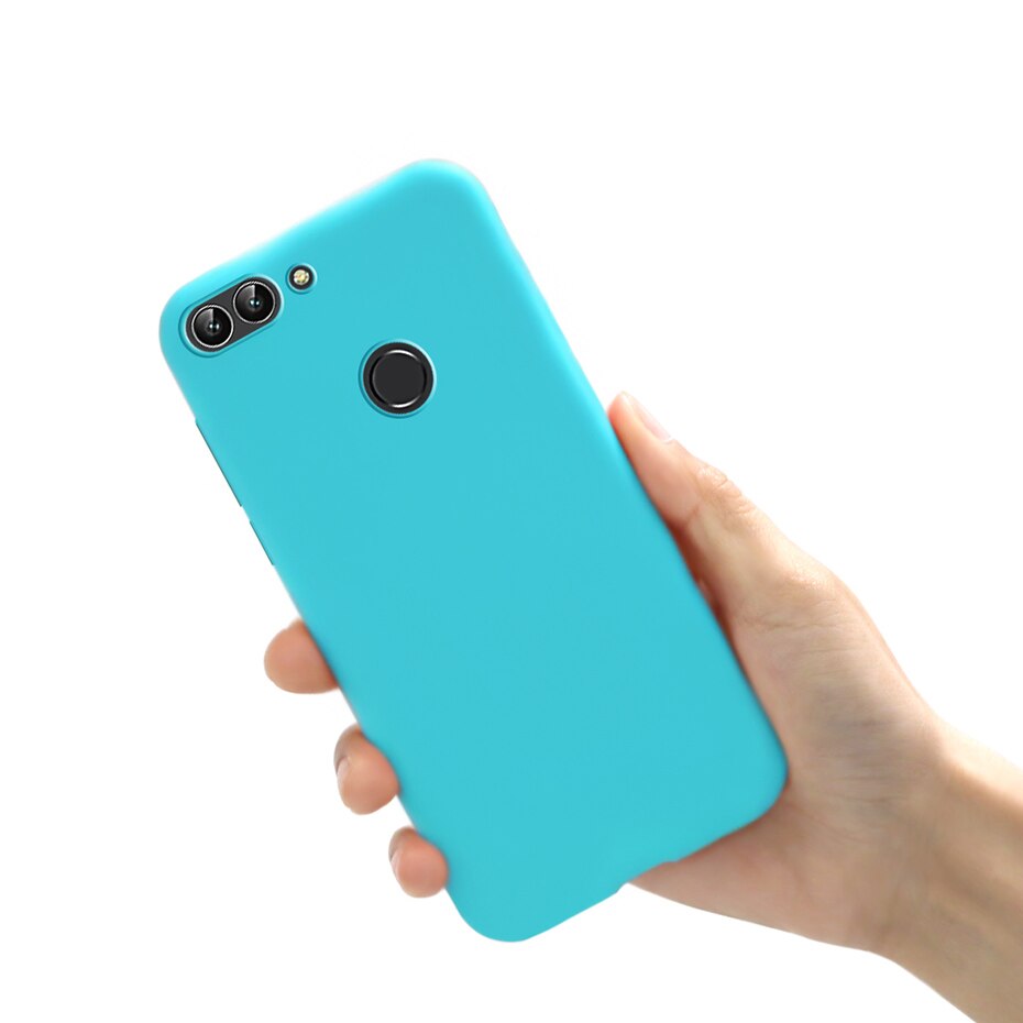 Pour Huawei P Smart étuis Silicone souple Coque arrière pour Funda Huawei P étui intelligent Coque FIG-LX1 Psmart étui de téléphone: Sky Blue