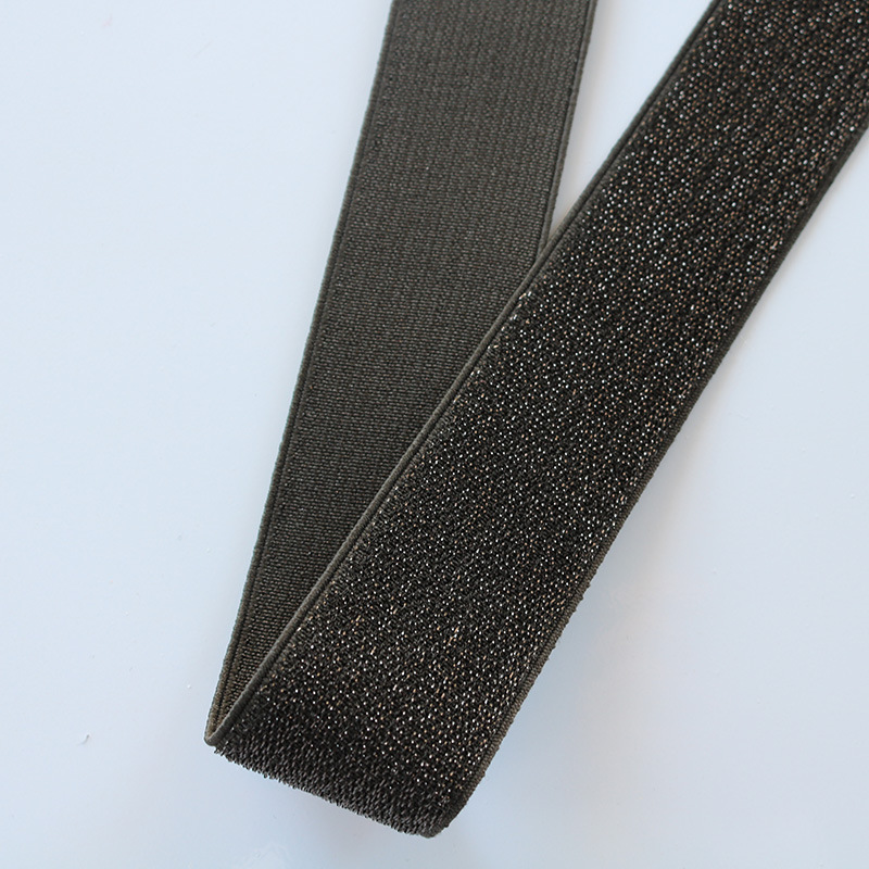 Glitter guld silver elastiska band 10mm 15mm 25mm 40mm elastiska gummiband bälte plagg byxor sömnad spetskanter gör det själv tillbehör: Svart glitter / 10mm 1 meter