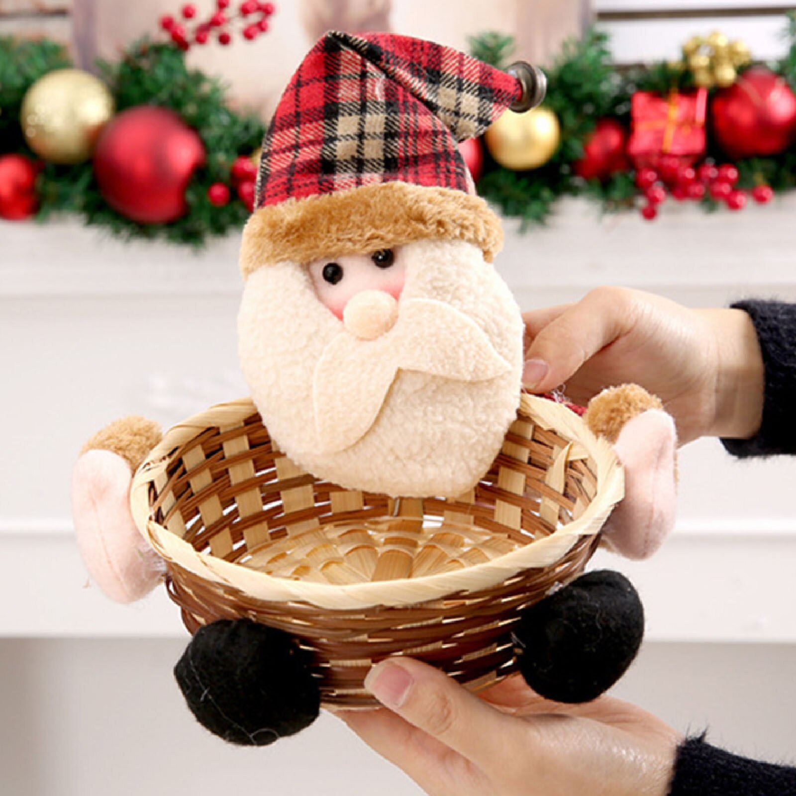 Christmas Candy Storage Basket Decoration Santa Claus Storage Basket Products For Christmas Candy Container: D