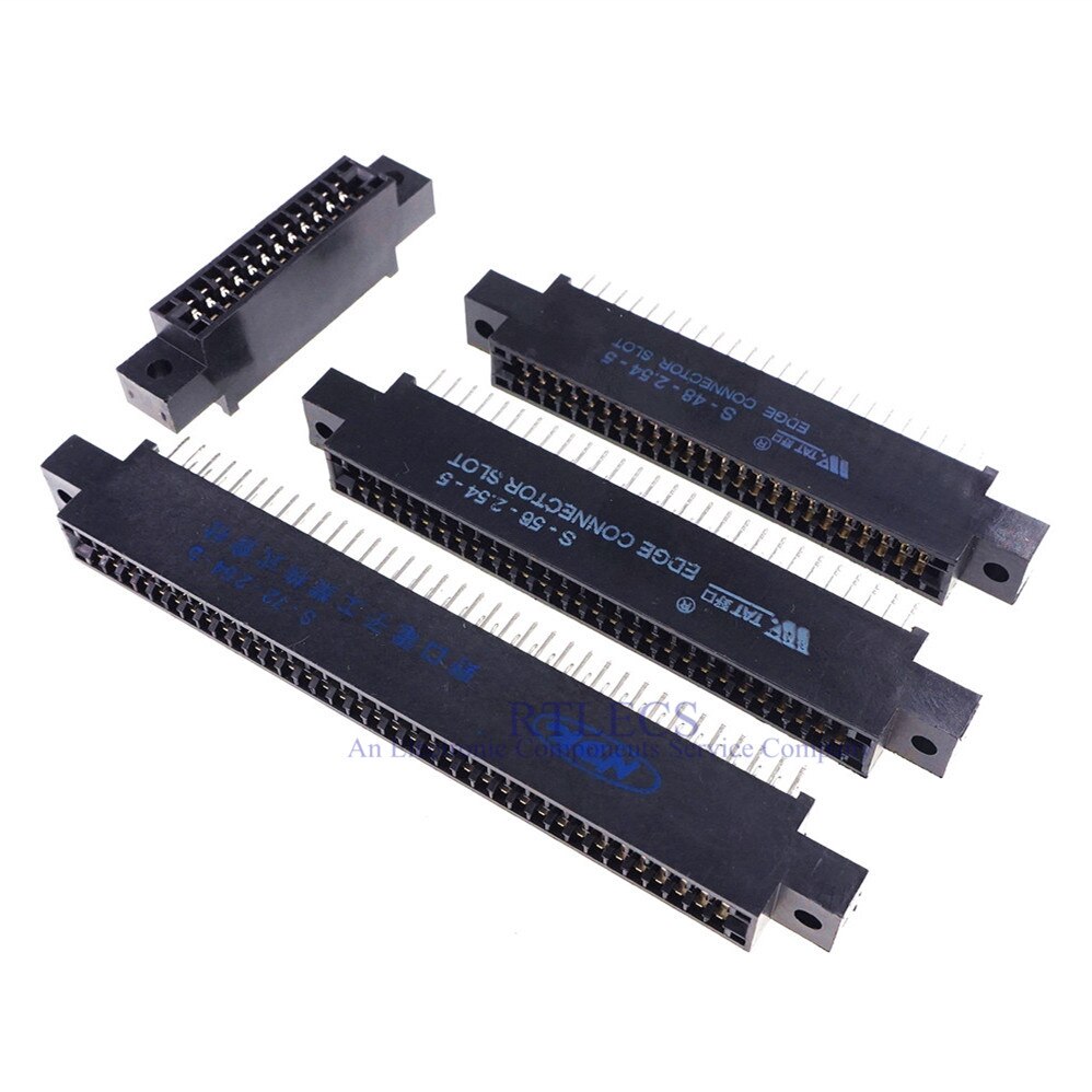 Connecteur de carte de bord, pas de fente de 2.54mm oreilles, montage de prise de doigt doré, 5 pièces, 24 42 44 48 50 56 60 86 88100 128 broches PCB