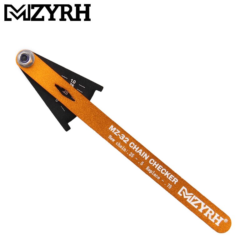 MZYRH-comprobador de cadena de bicicleta, herramienta indicadora de desgaste de cadena de bicicleta, medidor de cadenas multifuncional, medición para bicicleta de carretera y montaña: gold