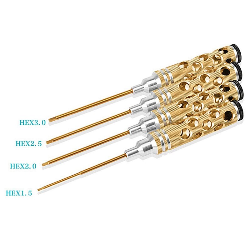 4Pcs Hex Screw Driver Tools Kit Set for RC Helicopter (1.5Mm 2.0Mm 2.5Mm 3.0Mm) (As Shown, 4Pcs Hex Drivers Set)
