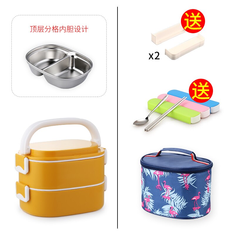 Fiambrera térmica bonita, lonchera multicapa De acero inoxidable, fiambrera portátil Bento, ecológica, fiambrera De Comida AC50LB: Style4