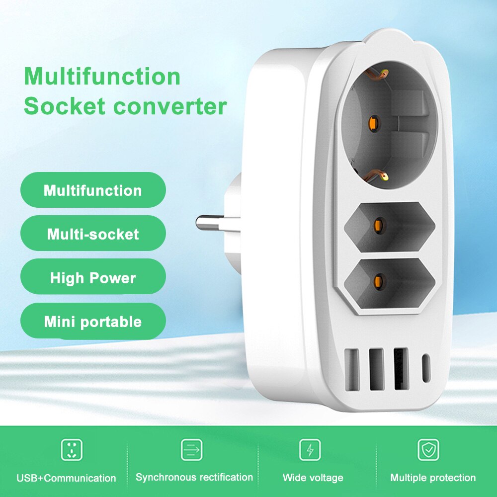 Socket Converter One Turn Multiple Three Hole Adapter Expansion Multi-Function Power Conversion Plug EU socket