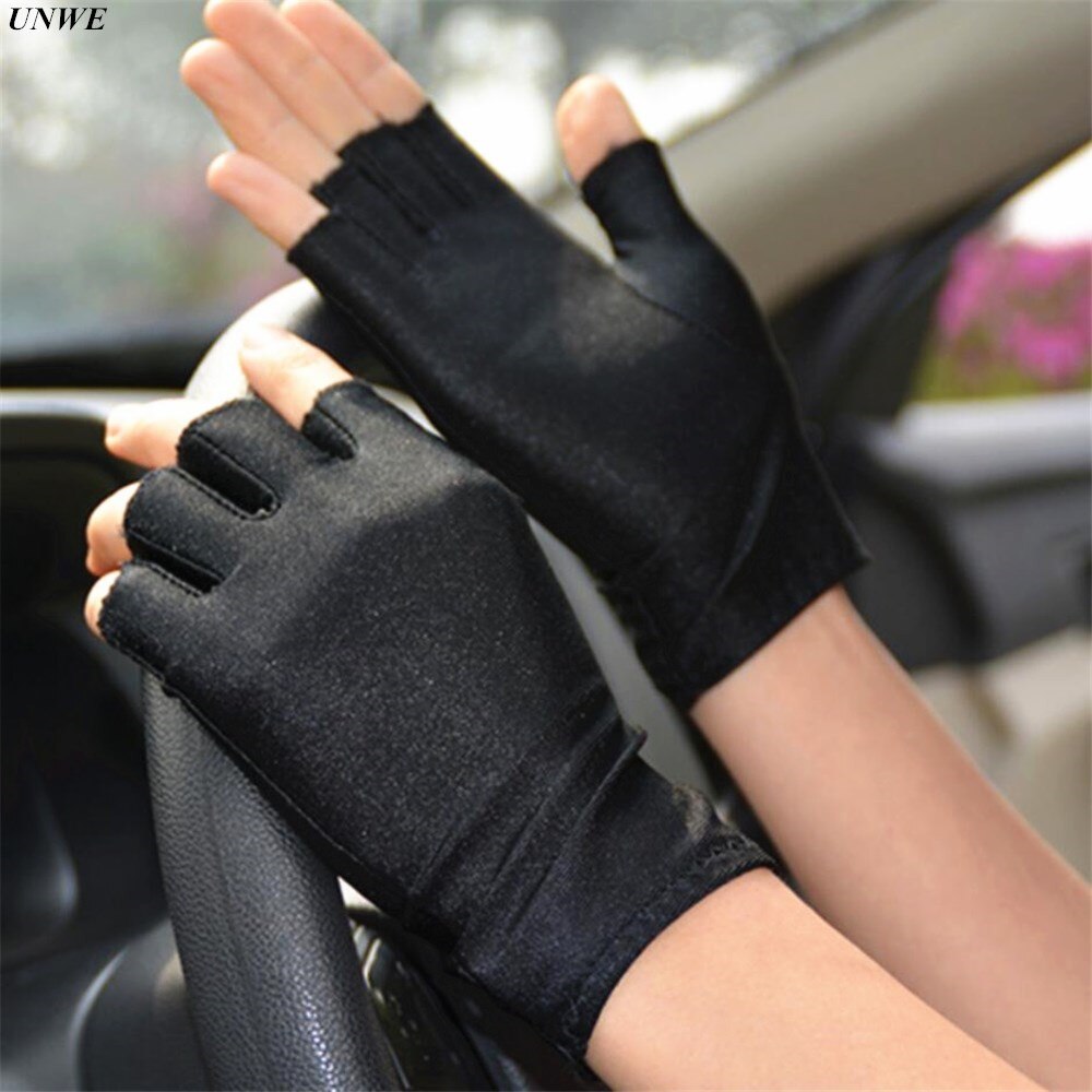 1 Paar Half Vinger Handschoenen Mannen Zwart Wit Spandex Handschoenen Huishouden Dunne Stretch Mannen Rijden Handschoenen