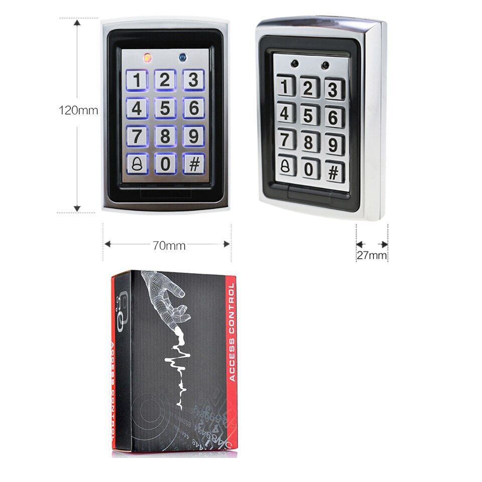 Waterproof Metal Rfid Access Control Keypad With 1000 Users+ 10 Key Fobs For RFID Door Access Control System