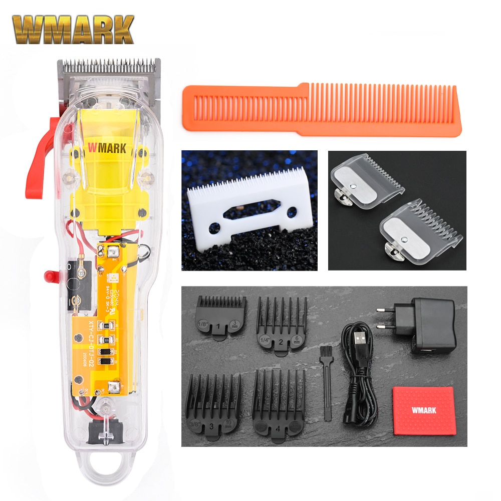 WMARK-Maquinilla de cortar el pelo NG-108 recargable, Maquinilla de cortar el pelo de Máquina para cortar Cabello, cubierta transparente, Base blanca o roja, rpm, modelo 7300