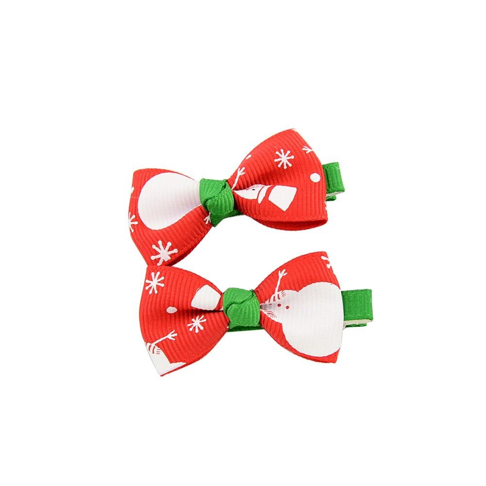 2 teile/satz Weihnachten Kleine Bogen Haarnadeln Für Mädchen freundlicher Süßigkeiten Haar Clips Haar Krawatte Baby Elastische Haar Bands Scrunchy Haar zubehör: 05-rot