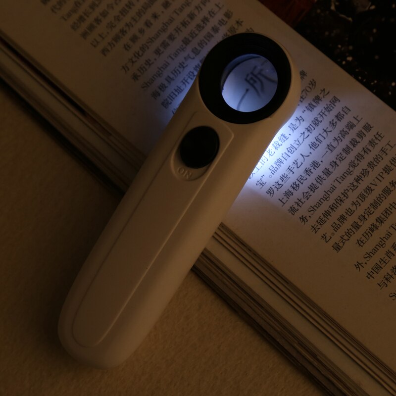40X Handheld 2 LED Light Magnifier Reading Magnifying Glass Lens Jewelry Loupe